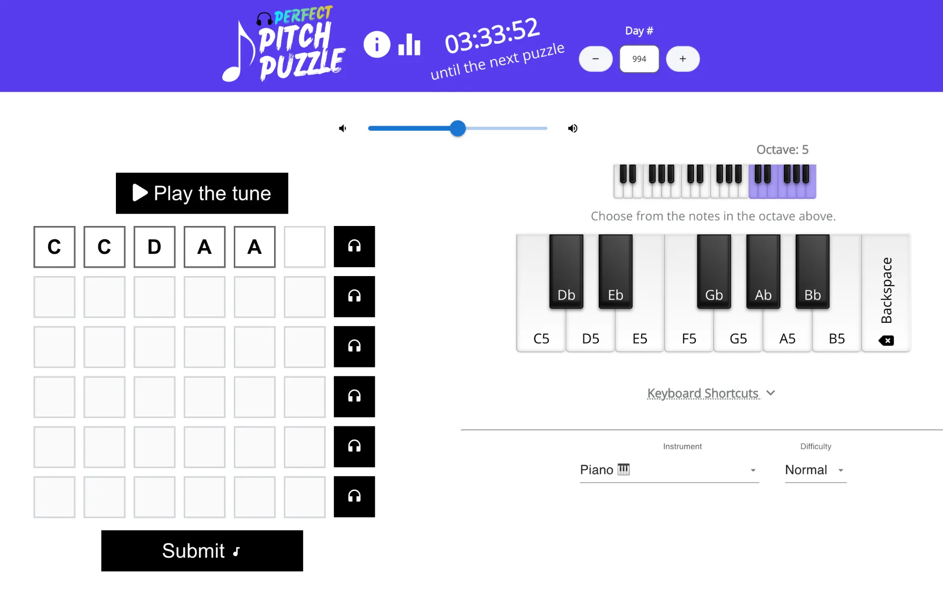 perfect pitch puzzle Game